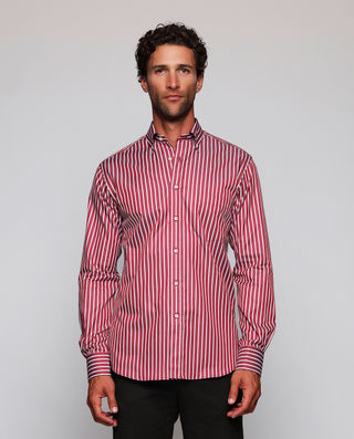 Camisa casual rayas rojas y blancas de algodó by M | 07939_0055_2