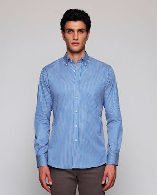 Camisa casual rayas finas azules y blancas de by M | 07939_0056_2
