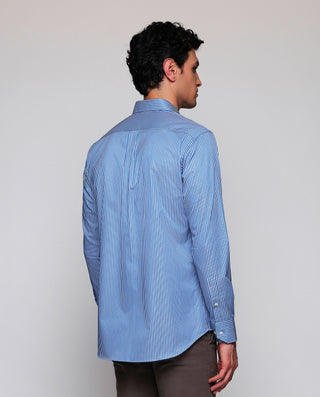 Camisa casual rayas finas azules y blancas de by M | 07939_0056_3