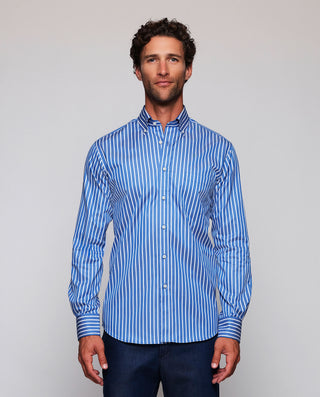 Camisa casual rayas azules y blancas de algod by M | 07939_0058_2