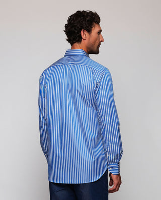 Camisa casual rayas azules y blancas de algod by M | 07939_0058_3