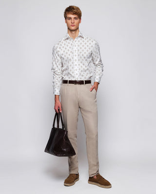 Camisa casual estampado marrón de algodón by MIRTO | 07959_0050_4