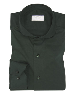 Camisa casual verde de punto en mezcla de modal y algodón