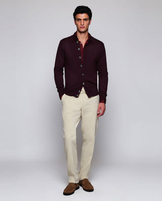 Camisa casual granate de punto en mezcla de modal y algodón