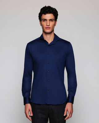 Camisa casual azul marino de punto en mezcla by MI | 07981_0053_2