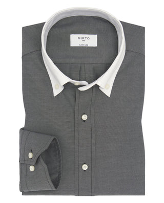 Camisa casual verde cuello blanco estructura by MI | 07990_0052_1