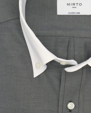 Camisa casual verde cuello blanco estructura by MI | 07990_0052_5