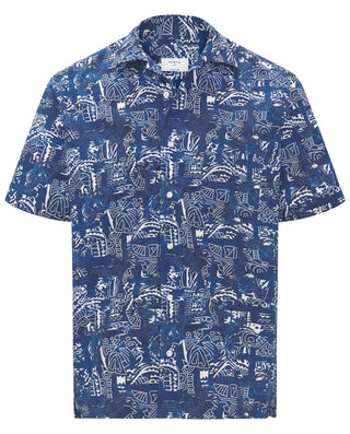 Camisa Hawaina estampado étnico azul by MIRTO | 07992_0050_1