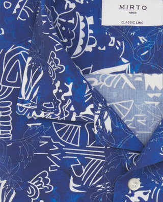 Camisa Hawaina estampado étnico azul by MIRTO | 07992_0050_5