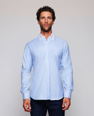Camisa casual rayas azules cuello blanco estr by M | 07995_0050_2