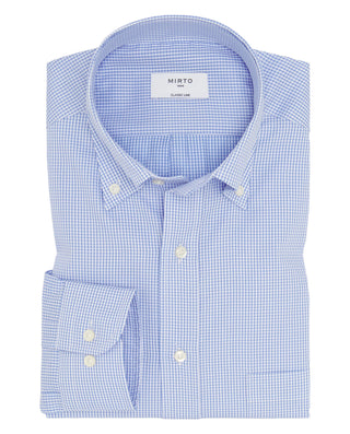 Camisa vestir microcuadro azul y blanco by MIRTO | 08009_0050_1