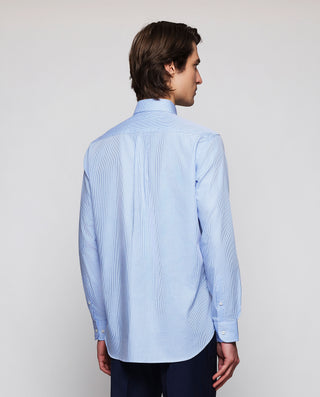 Blue & white micro.plaid dress shirt