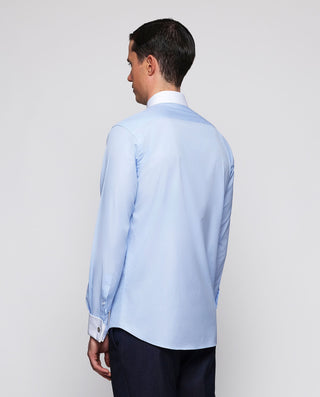 Camisa vestir azul cuello y puños blancos by MIRTO | 08010_0050_3