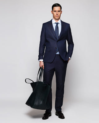 Camisa vestir azul cuello y puños blancos by MIRTO | 08010_0050_4