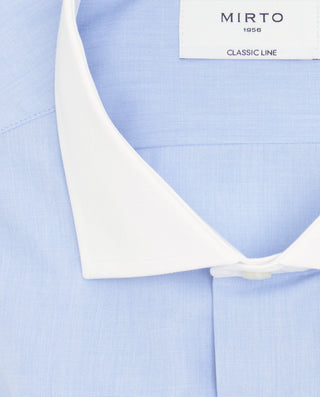 Camisa vestir azul cuello y puños blancos by MIRTO | 08010_0050_5