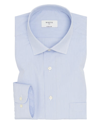 Long-sleeved dress shirt with fine stripes