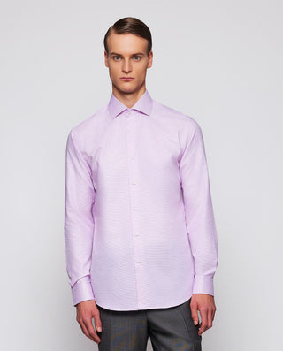 Camisa vestir rosa estructura cuadrillé by MIRTO | 08022_0050_2
