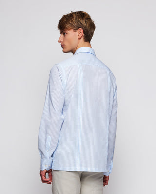 Guayabera manga larga rayas azules y blancas by MI | 08049_0050_2