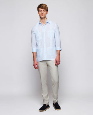 Guayabera manga larga rayas azules y blancas by MI | 08049_0050_3