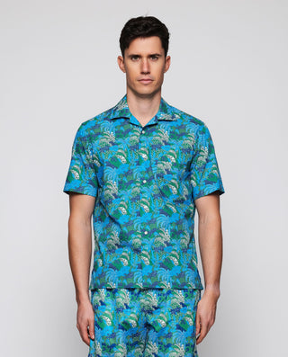Camisa Hawaina estampado tropical azul y verd by M | 08058_0050_1