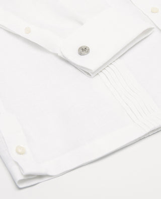 Guayabera lino puño doble dos bolsillos