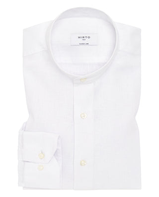 Camisa casual blanca cuello mao de lino by MIRTO | 08083_0050_1