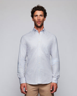 Camisa casual cuadro camel y azul estructura by MI | 08089_0050_2