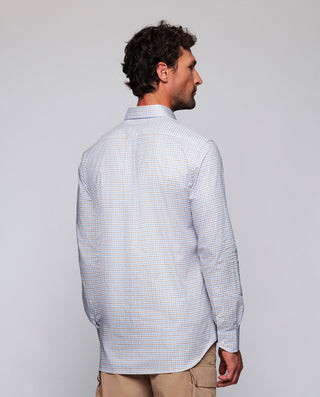 Camisa casual cuadro camel y azul estructura by MI | 08089_0050_3
