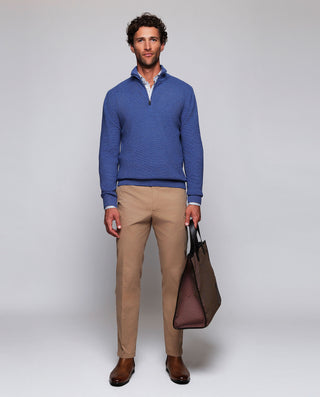 Camisa casual cuadro camel y azul estructura by MI | 08089_0050_4