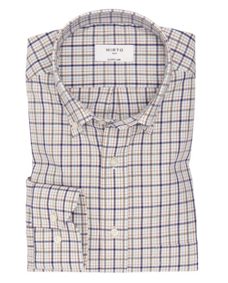 Camisa casual cuadro azul y verde en estructura en diagonal
