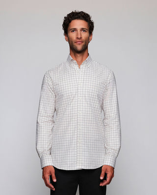 Camisa casual cuadros marrones estructura en by MI | 08132_0050_2