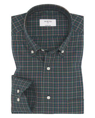 Camisa casual verde cuadros rojos estructura by MI | 08149_0051_1