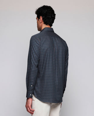 Camisa casual verde cuadros rojos estructura by MI | 08149_0051_3