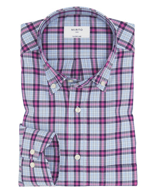 Camisa casual cuadro azul y rosa estructura e by M | 08161_0050_1