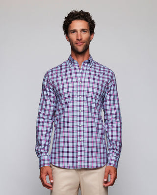Camisa casual cuadro azul y rosa estructura e by M | 08161_0050_2