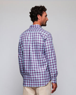 Camisa casual cuadro azul y rosa estructura e by M | 08161_0050_3