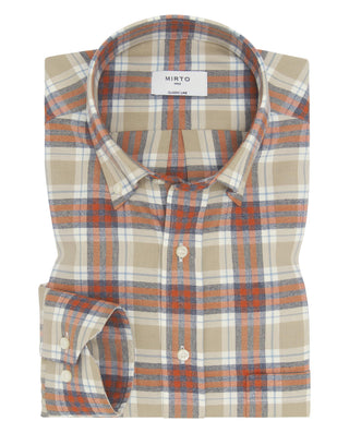 Camisa casual cuadros camel y naranja aspecto by M | 08166_0050_1