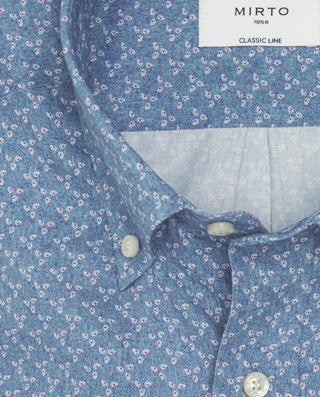 Camisa casual azul microestampado rojo by MIRTO | 08185_0050_5
