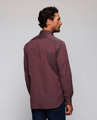 Camisa casual granate raya fina blanca cuello by M | 08211_0050_3