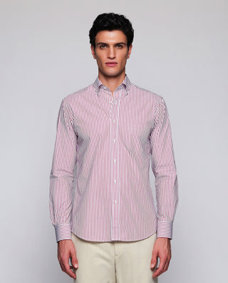 Camisa vestir rayas blancas y rojas de algodó by M | 08216_0051_2