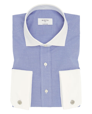 Camisa vestir azul cuello y puño doble blanco by M | 08223_0050_1