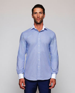 Camisa vestir azul cuello y puño doble blanco by M | 08223_0050_2