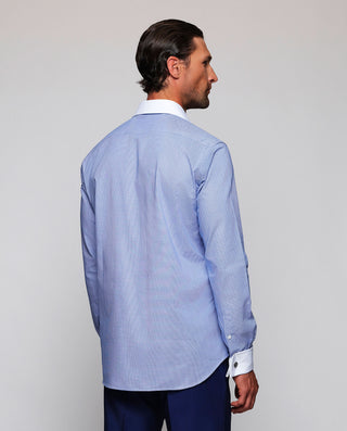 Camisa vestir azul cuello y puño doble blanco by M | 08223_0050_3