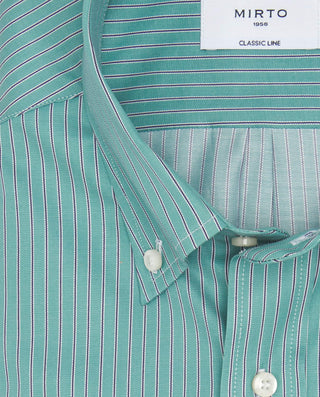 Green fine stripe diagonal structure casual s