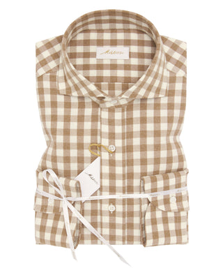 Camisa casual de franela cuadros beige by MIRTO | 08424_0050_1