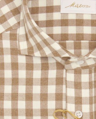Camisa casual de franela cuadros beige by MIRTO | 08424_0050_2