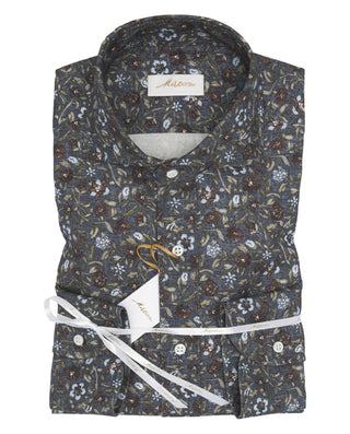 Camisa casual azul marino estampada de franel by M | 08510_0050_1