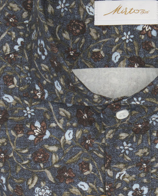 Camisa casual azul marino estampada de franel by M | 08510_0050_2
