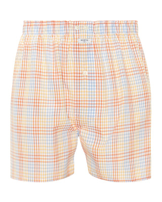 Bóxer de tela cuadros naranja y azul