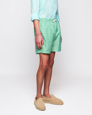 Bañador estampado peces verde y blanco